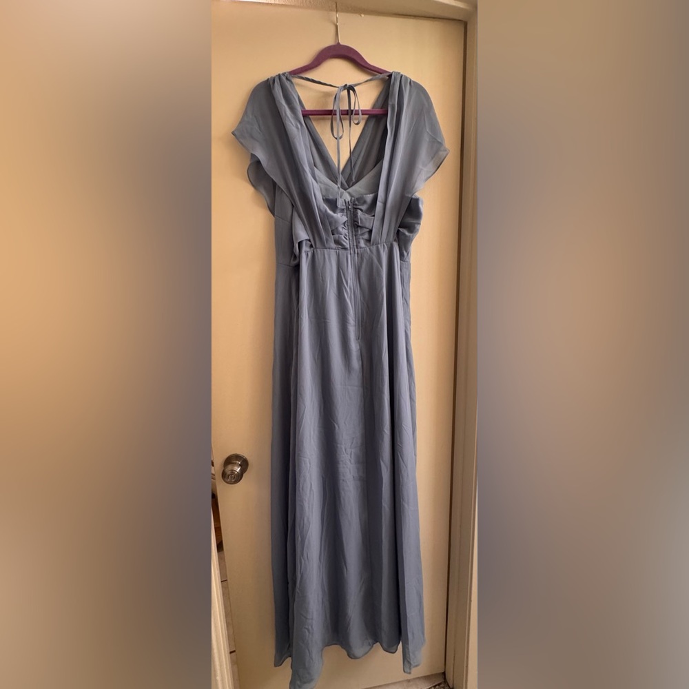 Birdy Grey Blue Long Dress with Slit